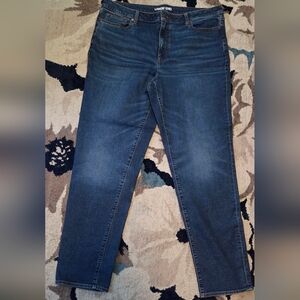 Lands End Women's 18 Tall  Blue Jeans Denim Straight Leg Stretch